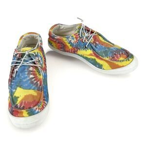 Tye Dye Women’s Canvas Sneakers Shoes lace Up Trendy Casual Boho Beach SZ 10.5